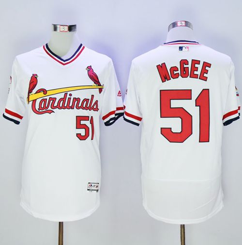 Cardinals #51 Willie McGee White Flexbase Authentic Collection Cooperstown Stitched MLB Jersey